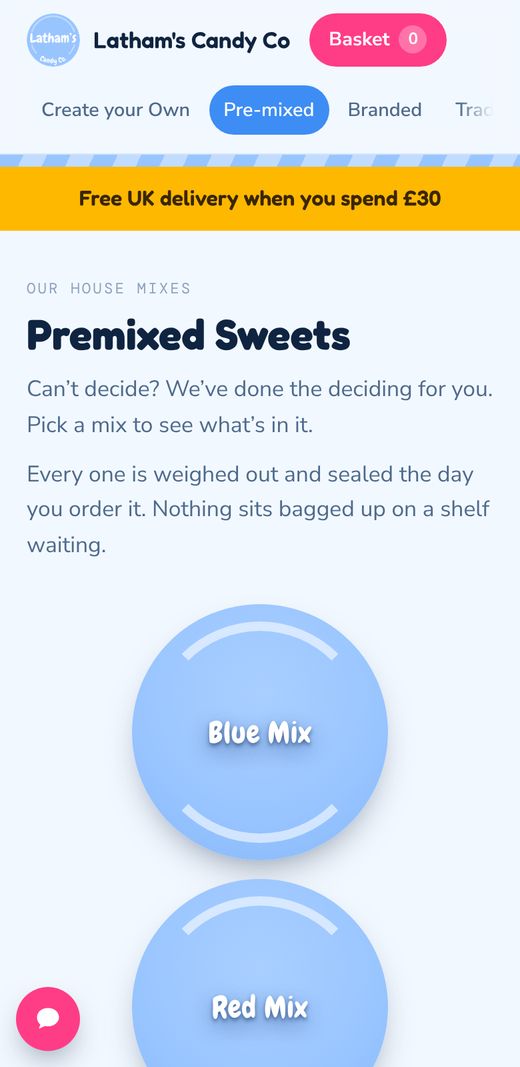 Latham's Candy Co on a phone, screen 3 of 4