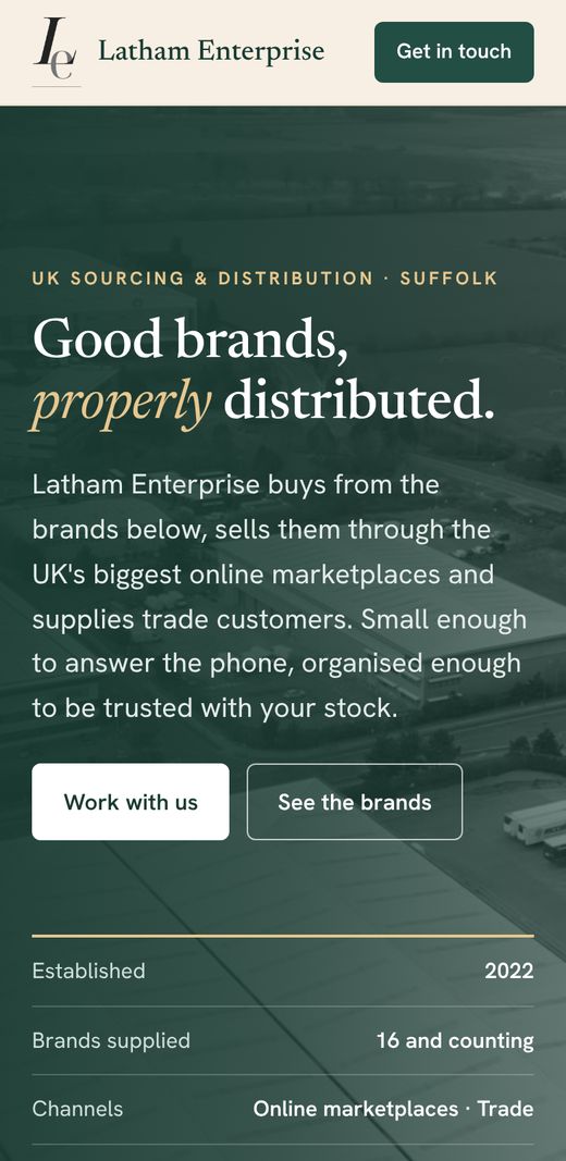 Latham Enterprise on a phone, screen 1 of 4